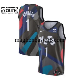 Maglia NBA Brooklyn Nets Mikal Bridges 1 2023-2024 Nike City Edition Nero Swingman - Bambino